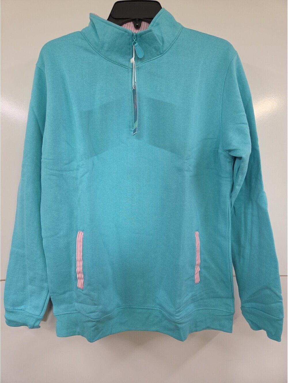 Quarter Zip Pullover Women's Mint Sweatshirt with Pockets Large L Golf Sweater